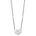 Sterling Silver Rhod-plated Mother of Pearl Heart w/ ext Bracelet