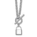 Sterling Silver Rhodium-plated CZ 16 w/ ext Lock Pendant Necklace