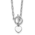 Sterling Silver RH-pltd Heart Paperclip Link w/ Ext Bracelet