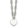 Sterling Silver Polished Fancy Engravable Heart w/ Ext Bracelet