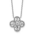 Sterling Silver Rhodium-plated CZ Clover Shape 16in w/1.25in ext Necklace