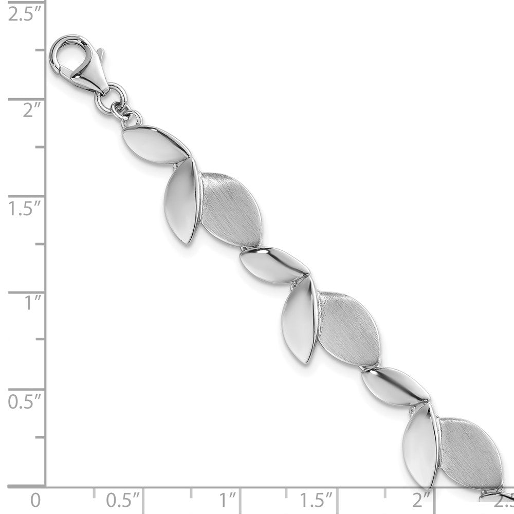 Sterling Silver RH-plated Brushed/Polished 7.5 w/.75in ext. Bracelet