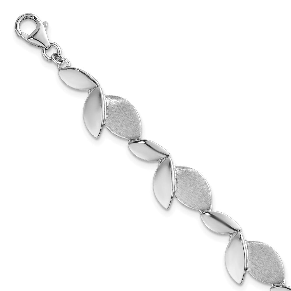 Sterling Silver RH-plated Brushed/Polished 7.5 w/.75in ext. Bracelet