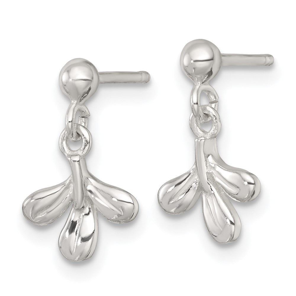 Sterling Silver Polished 3 Leaf Post Dangle Earrings