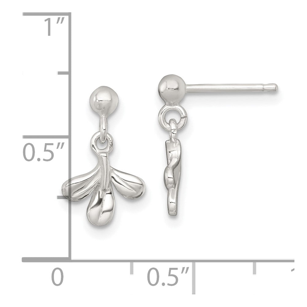 Sterling Silver Polished 3 Leaf Post Dangle Earrings