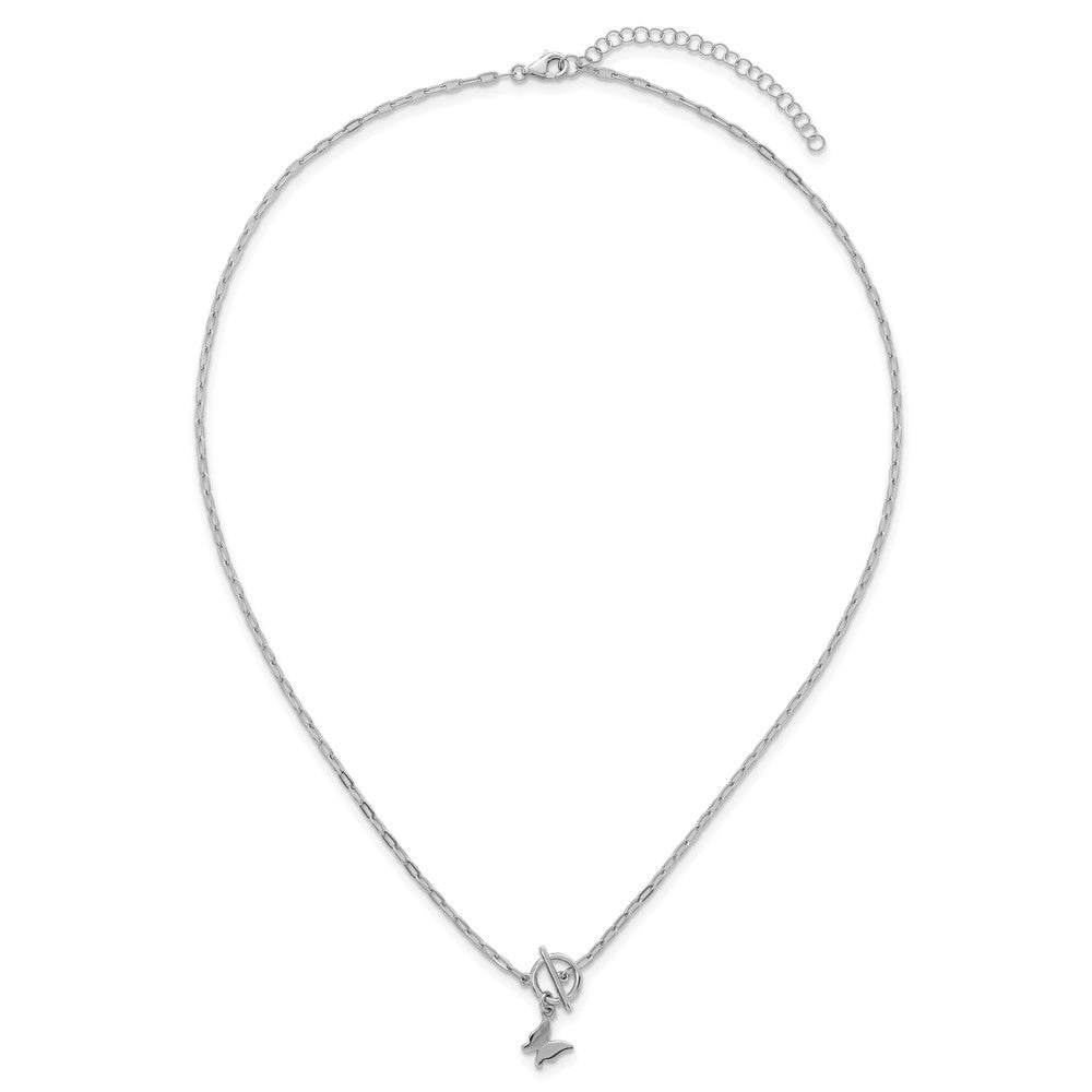 Sterling Silver RH-pltd Butterfly Paperclip Link w/ Ext Bracelet