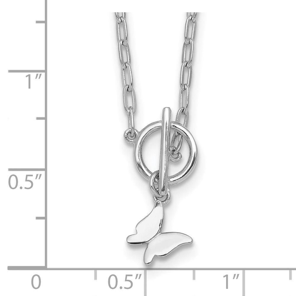 Sterling Silver RH-pltd Butterfly Paperclip Link w/ Ext Bracelet
