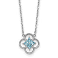 Sterling Silver Rhodium-plated CZ Clover Shape 16in With 1.5in ext Necklace
