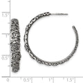 Sterling Silver Antiqued Graduated Floral Post Hoop Earrings
