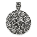 Sterling Silver Antiqued Floral Round Disc Pendant