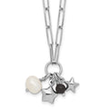 SS RH-pl FWC Pearl/Star/Acrylic Bead w/ ext. Paperclip Necklace
