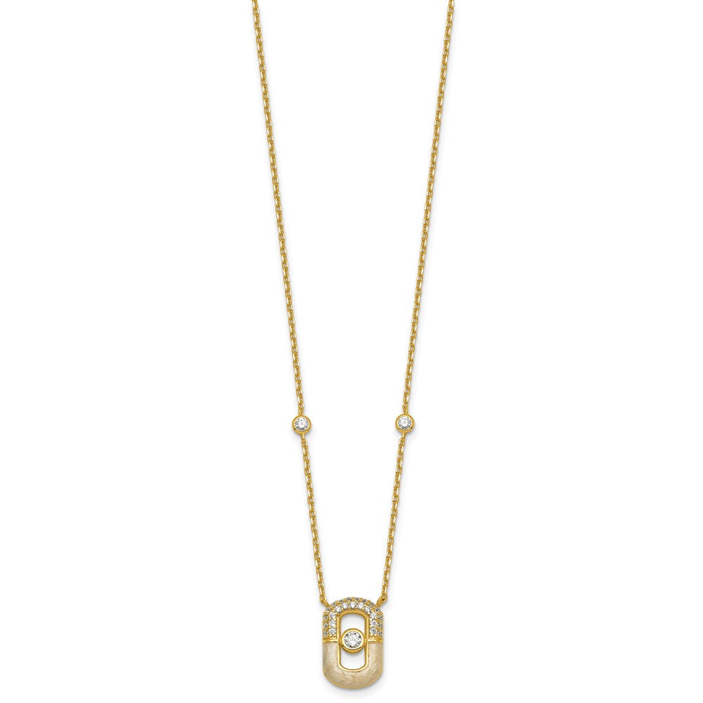 Sterling Silver Gold-tone CZ Enamel Rectangle 7inw/. ext Bracelet