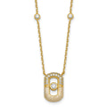 Sterling Silver Gold-tone CZ Enamel Rectangle 7inw/. ext Bracelet