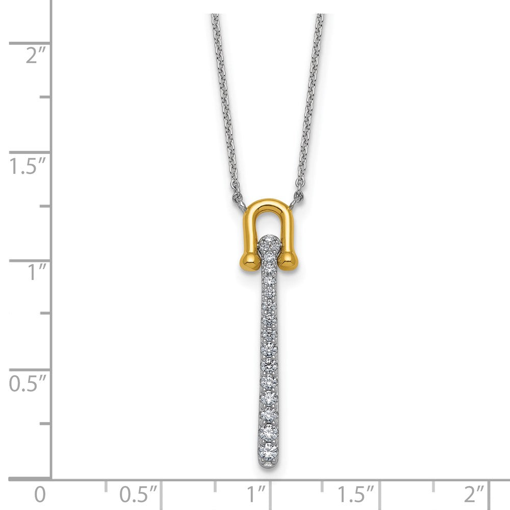 Sterling Silver Gold-tone CZ Polished w/ ext Bracelet