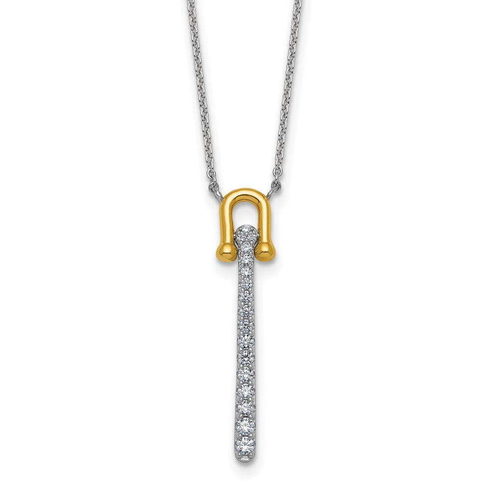 Sterling Silver Gold-tone CZ Polished w/ ext Bracelet