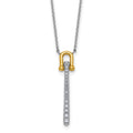 Sterling Silver Gold-tone CZ Polished w/ ext Bracelet