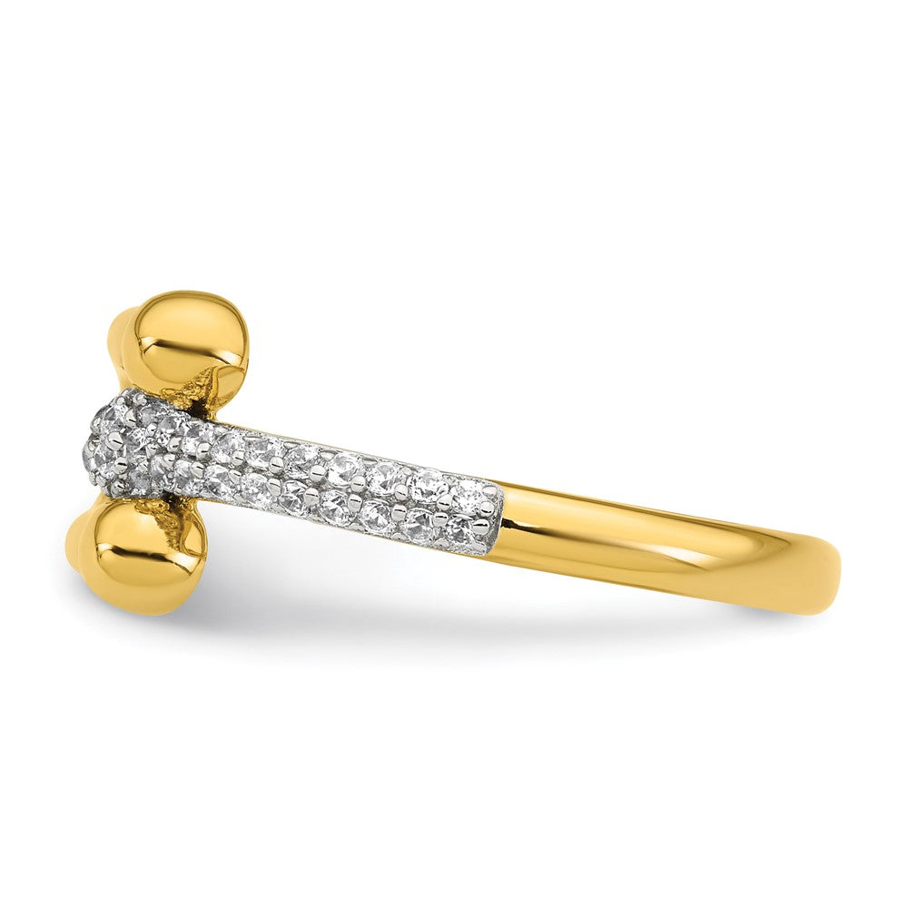 Sterling Silver Gold-tone CZ Polished And Textured Fancy Ring