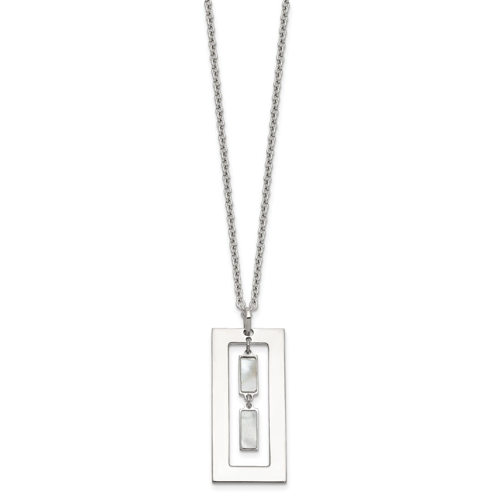 Sterling Silver 18.25in Rectangle Mother of Pearl Necklace