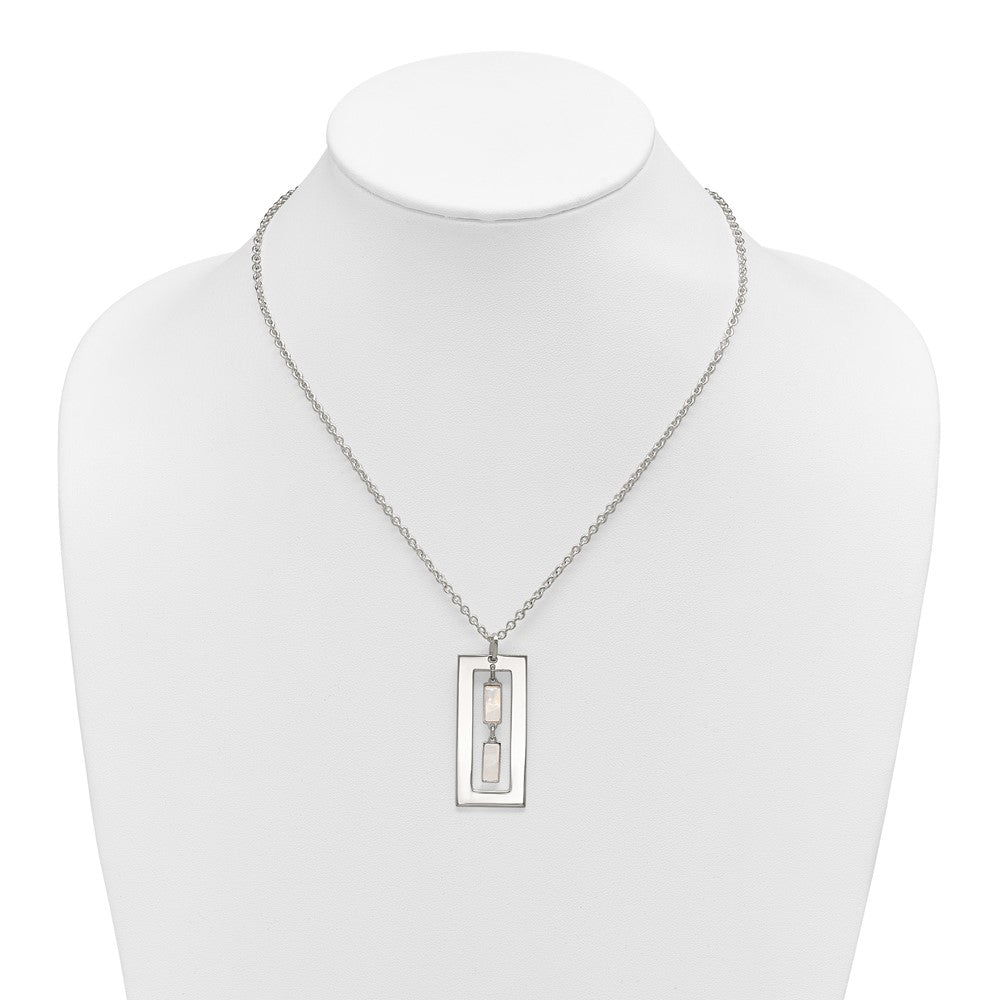 Sterling Silver 18.25in Rectangle Mother of Pearl Necklace