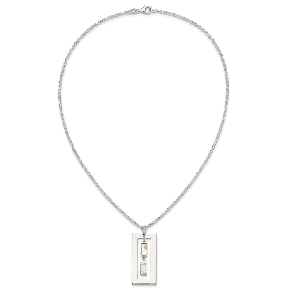Sterling Silver 18.25in Rectangle Mother of Pearl Necklace