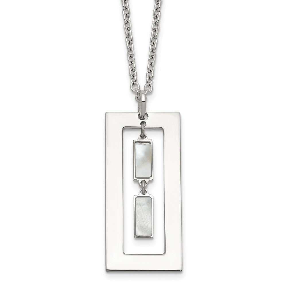Sterling Silver 18.25in Rectangle Mother of Pearl Necklace