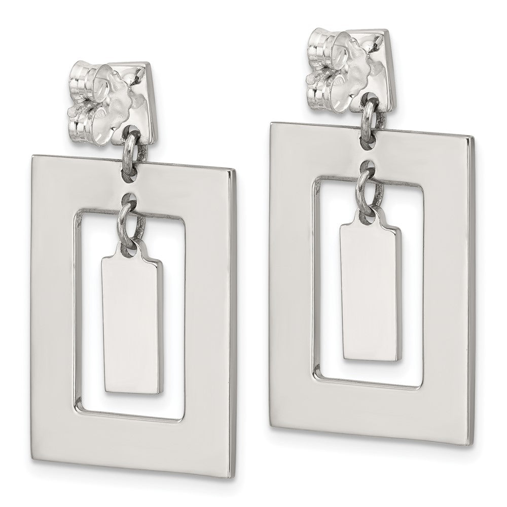 Sterling Silver Rectangle Mother of Pearl Post Dangle Earrings