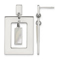 Sterling Silver Rectangle Mother of Pearl Post Dangle Earrings
