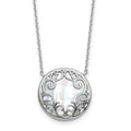 Sterling Silver RH-plated Filigree MOP Circle 16in w/2in Ext Necklace