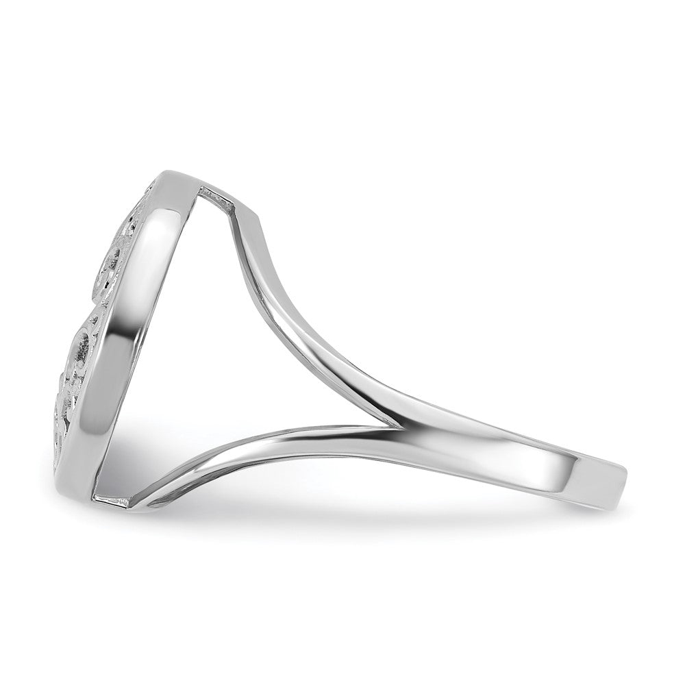 Sterling Silver RH-plated Polished Filigree MOP Circle Ring