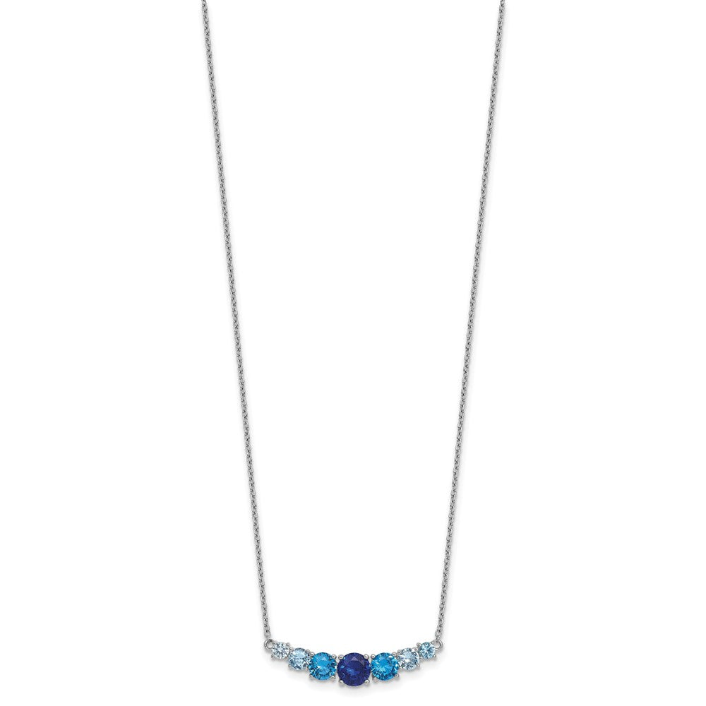 SSilver RH-plated Lab Cr. Spinel/Cr. Aquamarine w/ Ext Bracelet