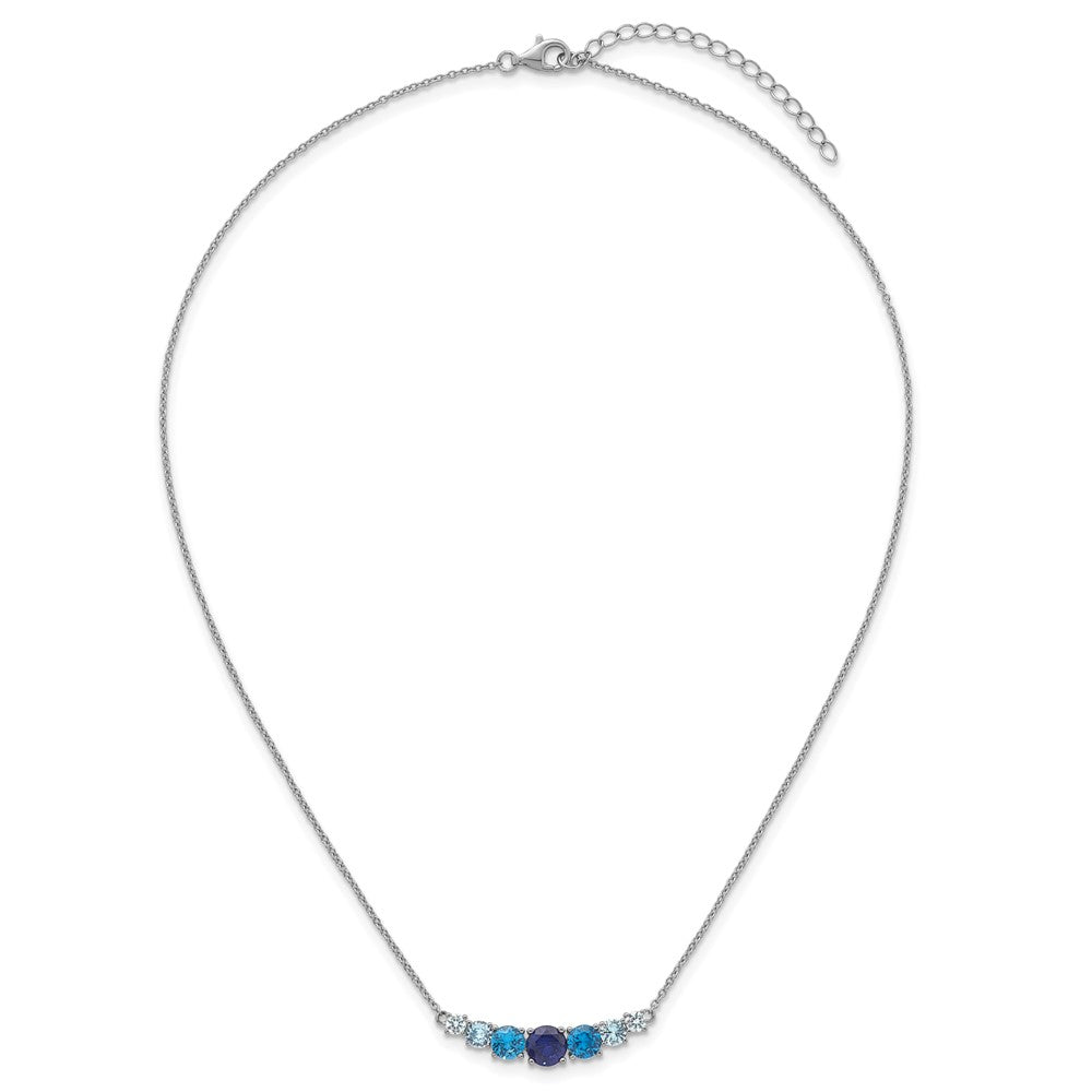 SSilver RH-plated Lab Cr. Spinel/Cr. Aquamarine w/ Ext Bracelet
