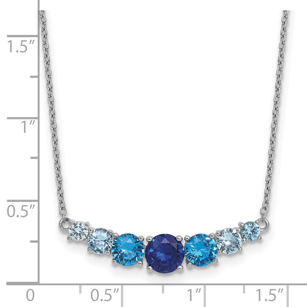 SSilver RH-plated Lab Cr. Spinel/Cr. Aquamarine w/ Ext Bracelet
