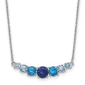 SSilver RH-plated Lab Cr. Spinel/Cr. Aquamarine w/ Ext Bracelet