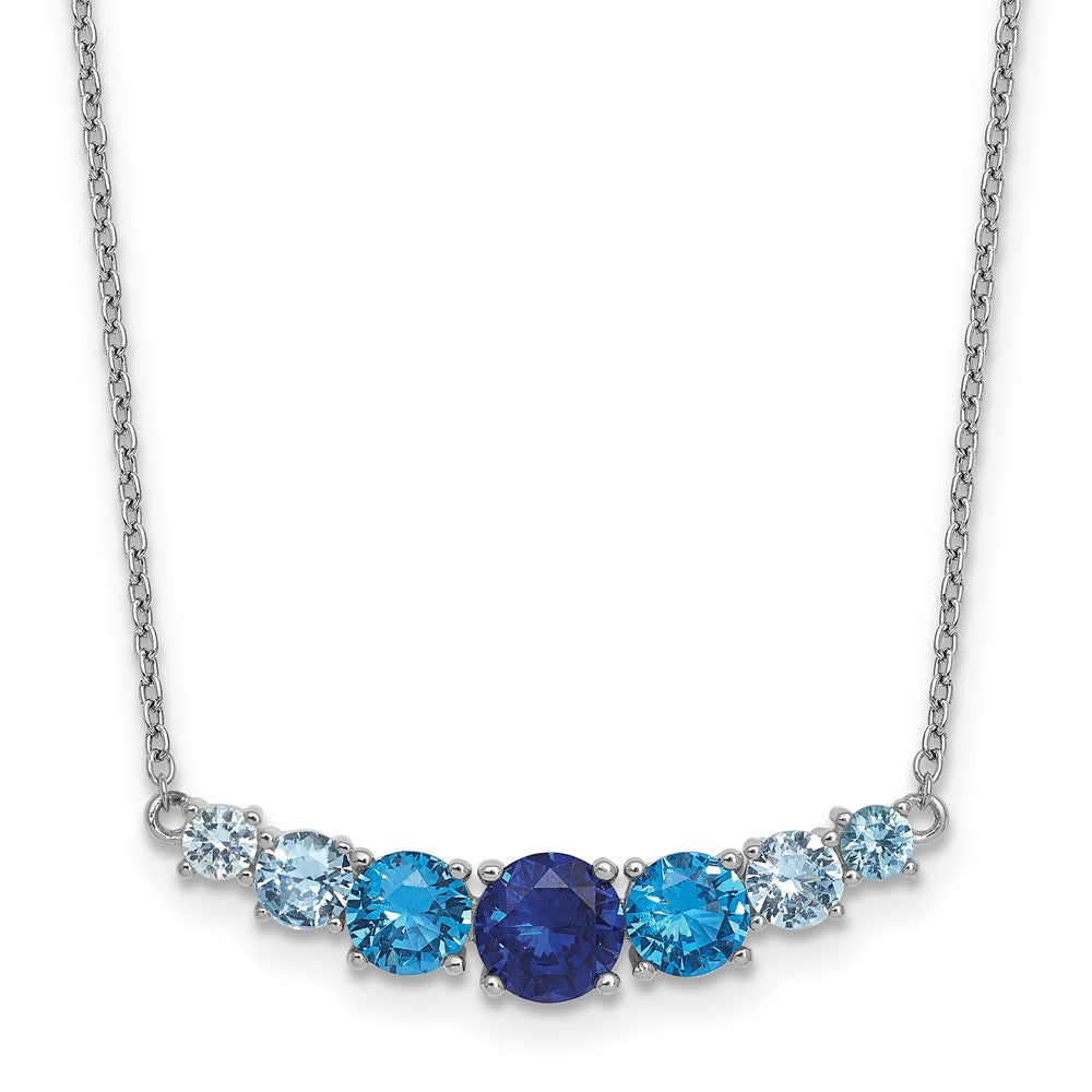 SSilver RH-plated Lab Cr. Spinel/Cr. Aquamarine w/ Ext Bracelet