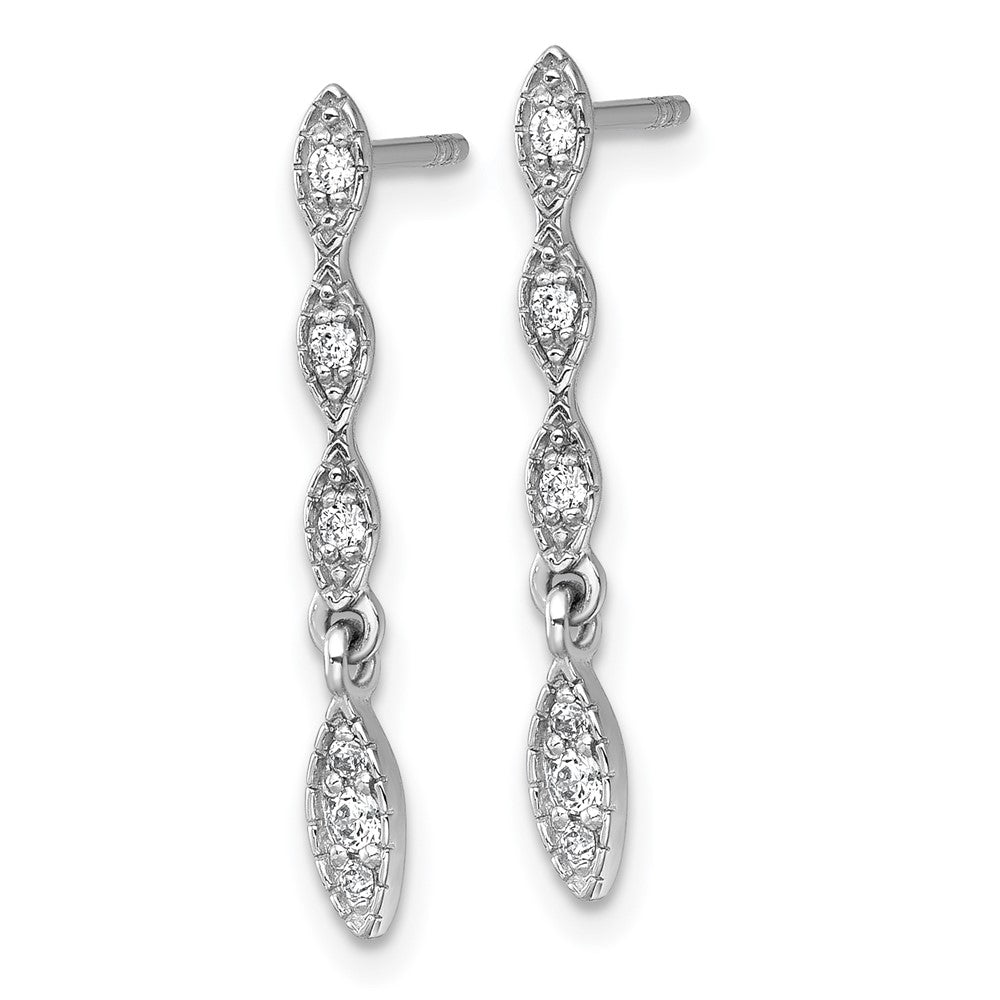 Sterling Silver RH-plated Polished Fancy CZ Drop Dangle Earrings