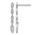 Sterling Silver RH-plated Polished Fancy CZ Drop Dangle Earrings