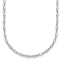 Sterling Silver Polished Oval CZ 16 Inch with 2 Inch Extension Necklace