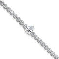 Sterling Silver RH-plated Polished Round and Pear CZ 7.25in Bracelet