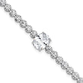 Sterling Silver RH-plated Fancy Oval and Round CZ Oval 7.25in Bracelet