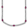 Sterling Silver RH-plated Polished Red and White CZ Necklace