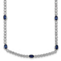 Sterling Silver RH-plated Polished Blue and White CZ Necklace