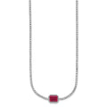 Sterling Silver RH-plated Red and White CZ 16in w/ 2in Ext Tennis Necklace