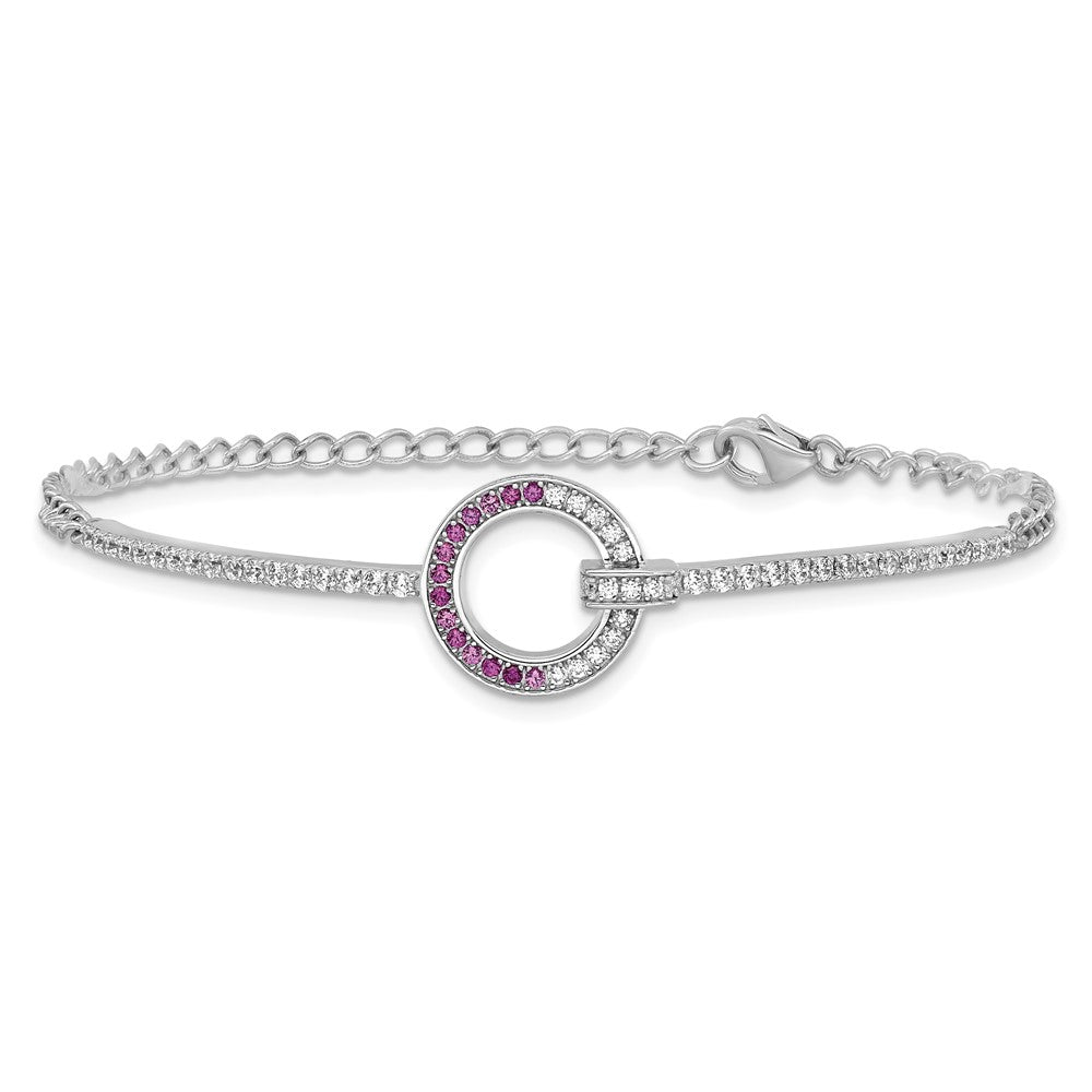 Sterling Silver Rhodium-plated White & Red CZ Bracelet