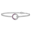 Sterling Silver Rhodium-plated White & Red CZ Bracelet