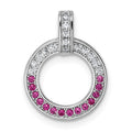 Sterling Silver Rhodium-plated White & Red CZ Pendant