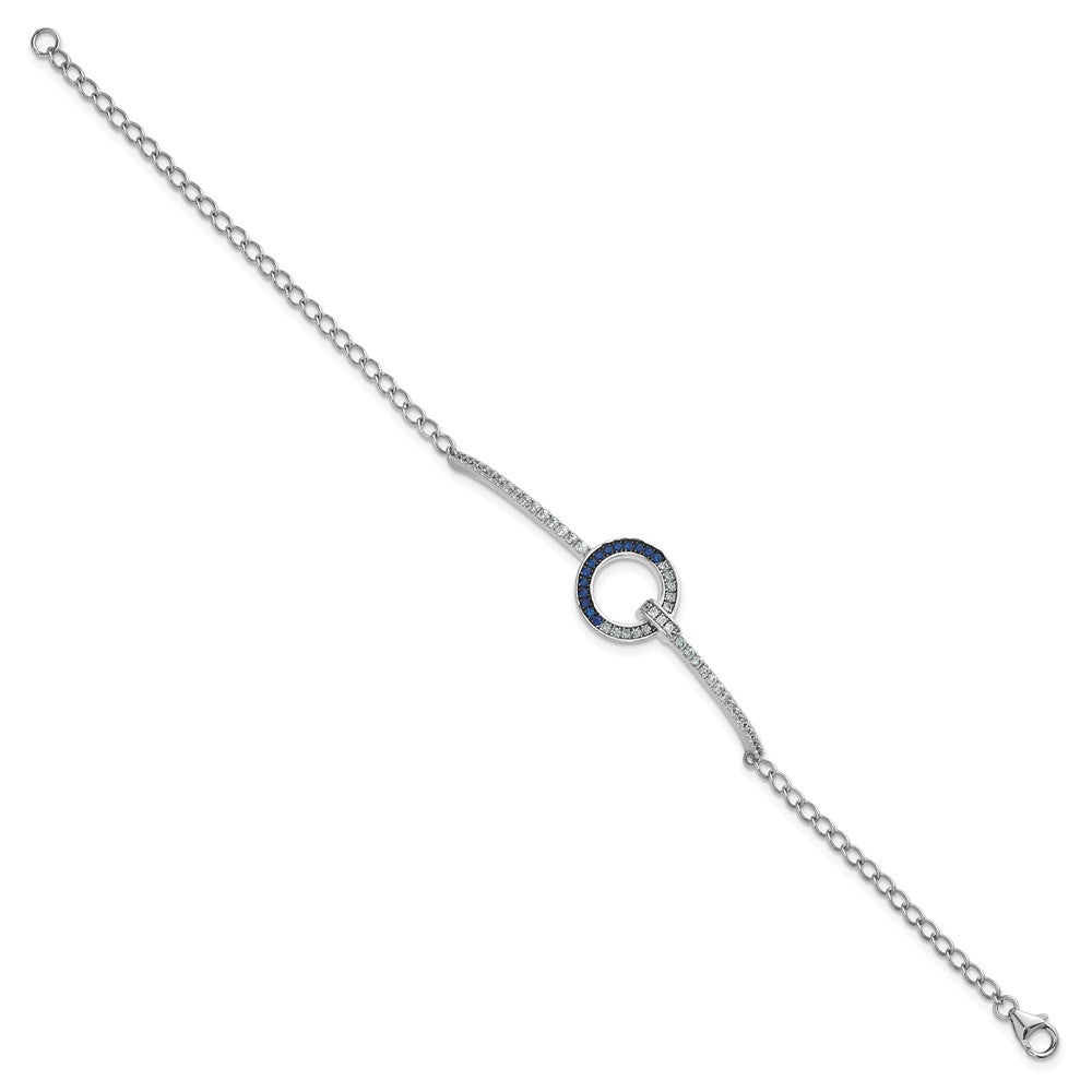 Sterling Silver White & Black Rhodium-plated White & Blue CZ Bracelet