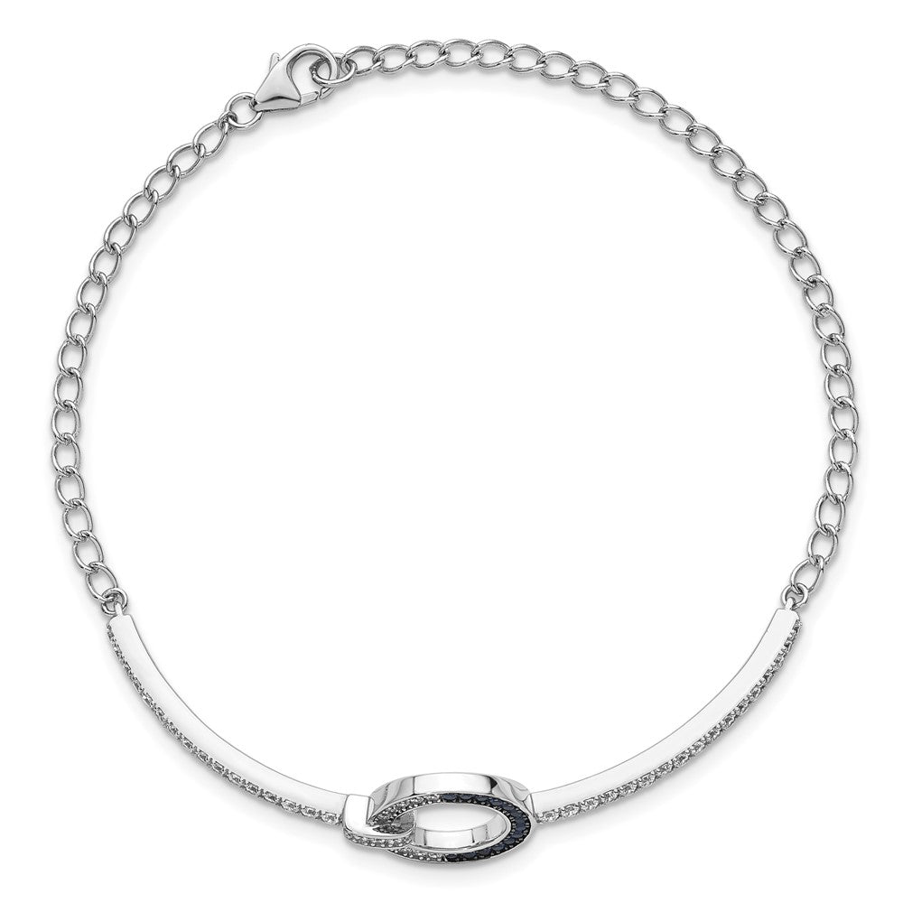 Sterling Silver White & Black Rhodium-plated White & Blue CZ Bracelet