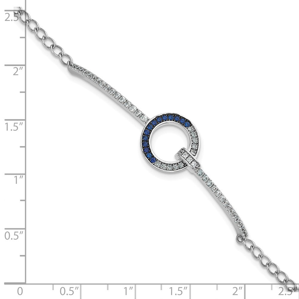 Sterling Silver White & Black Rhodium-plated White & Blue CZ Bracelet