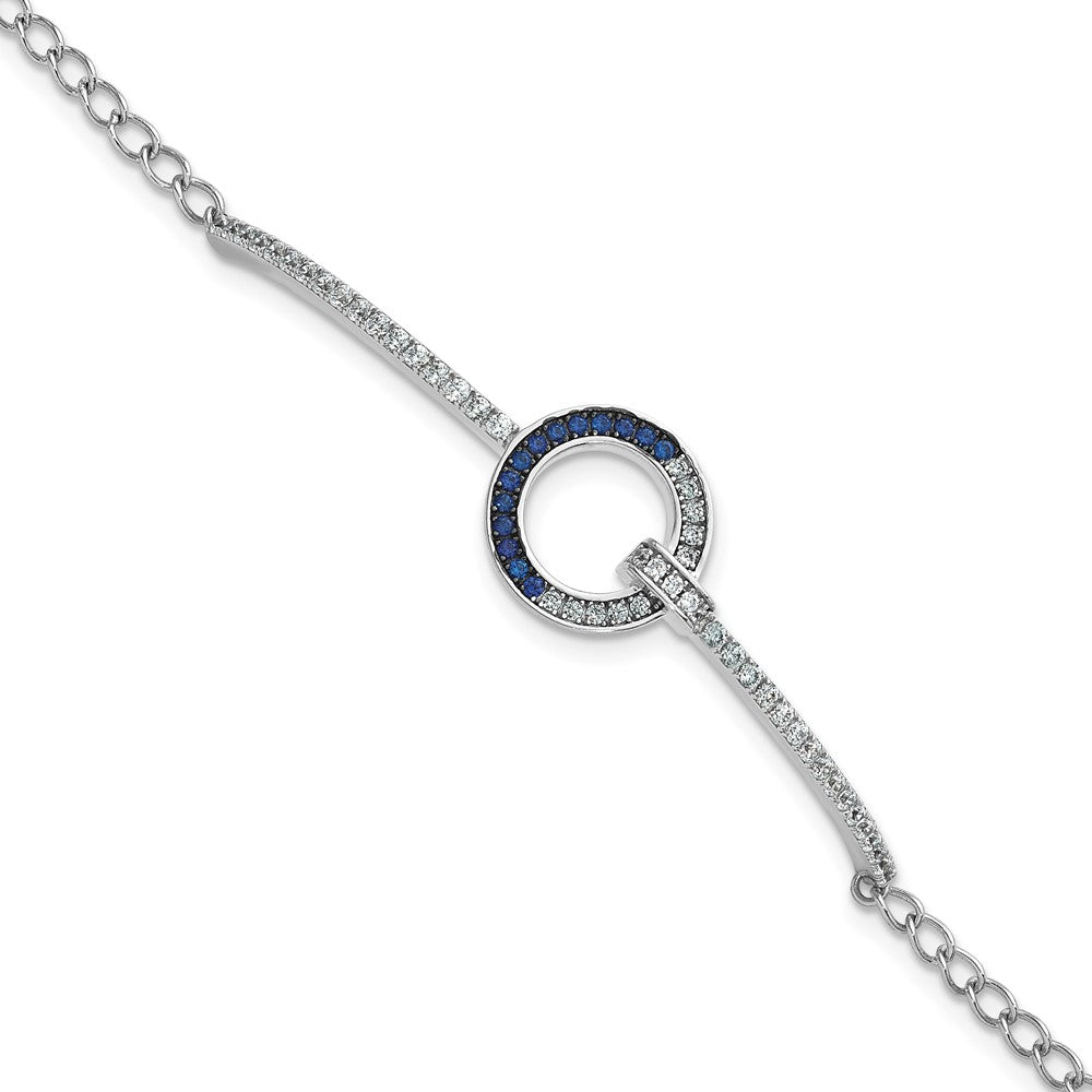 Sterling Silver White & Black Rhodium-plated White & Blue CZ Bracelet