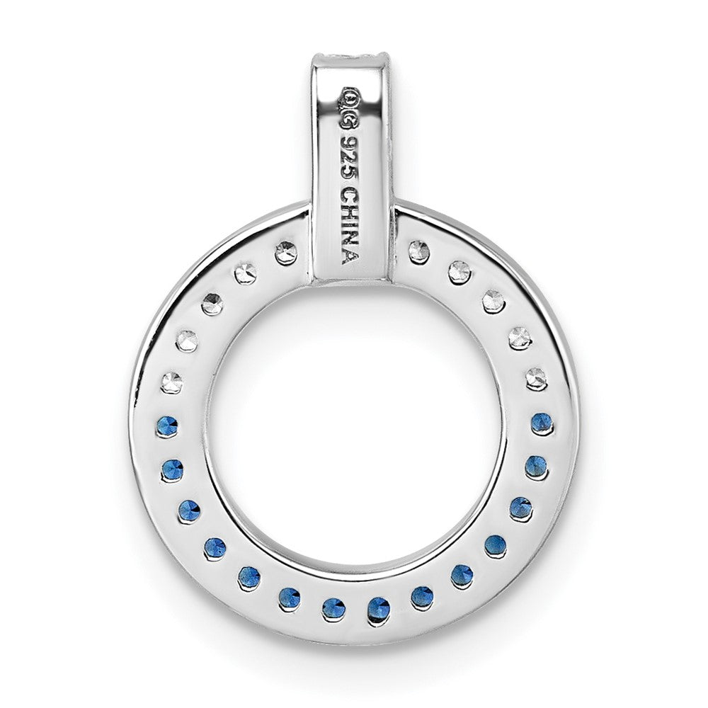 Sterling Silver White & Black Rhod-plated White & Blue CZ Pendant